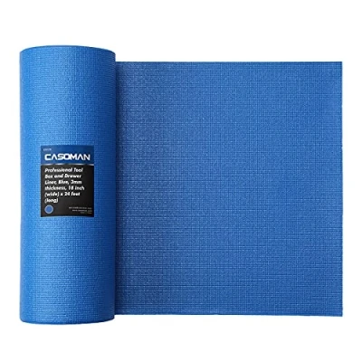 Image of CASOMAN Professional Tool Box and Drawer Liner, Blue, Easy Cut Non Slip Foam Rubber Toolbox Liner Mat Adjustable Thick Cabinet Liners, 18inch (Wide) X 24feet (Long)