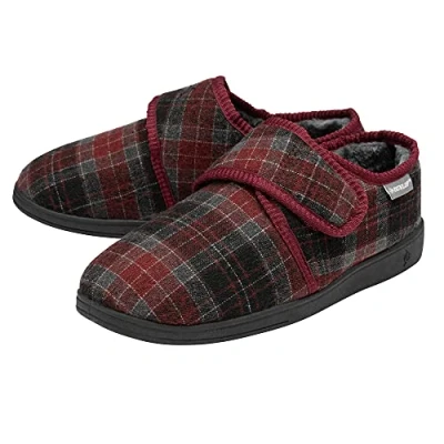 Image of Dunlop Mens Touch Fastening Full Slipper Burgundy/Grey UK 10