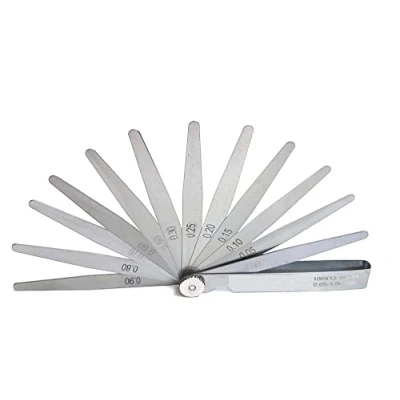 Image of Feeler Gauges Stainless Steel, Set of 13 Metric Gap Measuring Tool From 0.05 1.00mm