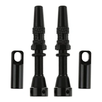 Image of Dreld Tubeless Valve Stems 44mm, 1 Pair of Aluminum Alloy Presta Valves, French Style Road Bicycle Valves with Cap and Spanner, Black