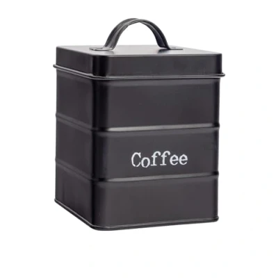 Image of Black Vintage Metal Coffee Canister By Harbour Housewares