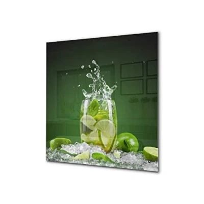 Image of Concept Crystal Stylish Tempered Glass backsplash kitchen splashback upstand BS09 Water splash Series: Lime Mojito 1