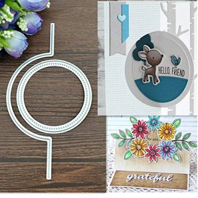 Image of Round Tag Flower Metal Die Cuts,Round Square Card Cutting Dies Cut Stencils DIY Scrapbooking Album Decorative Embossing Paper Festival Making
