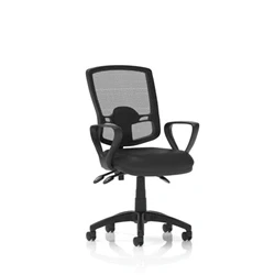 Image of Eclipse Plus III Deluxe Mesh Back Black Bonded Leather Seat Loop Arms