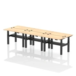 Image of Air B2B 1200x600mm Height Adjustable 6P Bench Desk CP Maple/Black