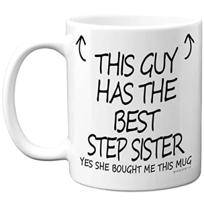 Image of Stuff4 This Guy Has The Best Step Sister Mug Gifts, 11oz Ceramic Dishwasher Safe Coffee Mugs Brother Gifts for Birthday, Christmas Day Presents, Premium Cup Made in UK