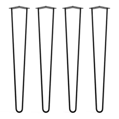 Image of 4 x Hairpin Legs from DT IRONCRAFT 71cm 2 Rod / 10mm, Black Light Desk, Table with Floor Protector Feet &amp; Screws