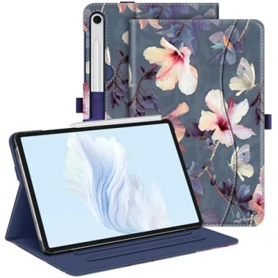 Image of FINTIE Case for Samsung Galaxy Tab S9 FE 10.9 Inch/Galaxy 11 Inch 2023, Multi Angle Viewing Protective Cover with Pocket, Auto Sleep/Wake, Blooming Hibiscus