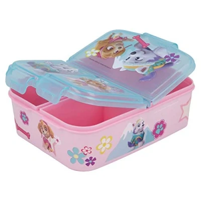 Image of OM SUPPLIES Paw Patrol Girl Reusable Sandwich Lunch Box 3 Multi Compartment Kids Children School Includes Keychain (Paw Girl)