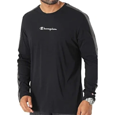 Image of Champion Men&#039;s Legacy American Tape L s Crewneck Long Sleeve T Shirt, Black, M