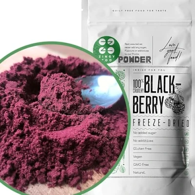 Image of Pure Natural BlackBerry Powder No Additives Freeze Dried Fruit for Superfood Smoothie, Cocktails, Baking, Cake Decorations Milled to