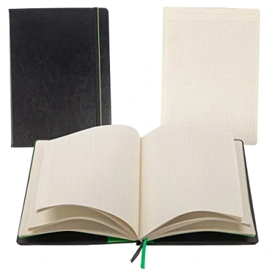 Image of WINTEX Notebook A4 with 96 Squared Pages Perforation Compact Leatherette Notebooks for School or Work Journal Notepads as Diary, Sketchpad Document Folder Black