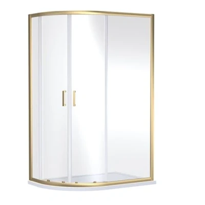Image of Ruwa 6mm Toughened Safety Glass Offset Quadrant Shower Enclosure 1900 x 1200 800mm Brushed Brass Balterley