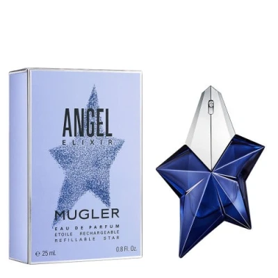 Image of Mugler Angel Elixir Eau de Parfum, Refillable, Woody Floral Women&#039;s Fragrance, 25ml