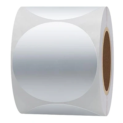 Image of Hylabelest Round Metallic Foil Silver Labels 2 Inch Color Coding Dots Stickers Total 300 Per Roll (Silver)