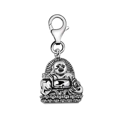 Image of Quiges 3D Buddha Clip On Charm Pendant Silver Plated Women&#039;s Jewellery