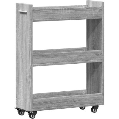 Image of vidaXL Cabinet with Wheels Grey Sonoma 60x22x79 cm Engineered Wood