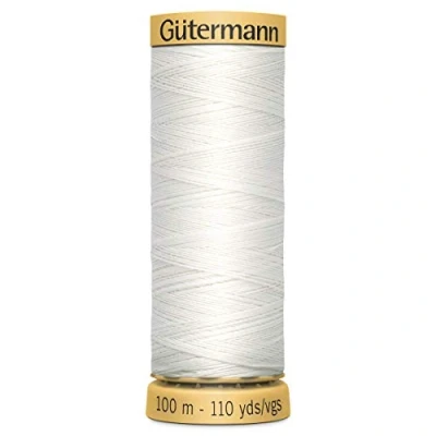 Image of 100% Natural Cotton Thread by Gutermann for Sewing and Quilting 100m Spools Colour Number WHT 1 x Spool