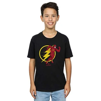 Image of DC Comics Boys The Flash Running Emblem T Shirt Black 5 6 Years