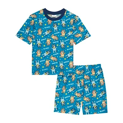 Image of Bluey Boys Pyjamas, and Bingo Short PJs, Ages 2 to 8 Years Old, Official Nightwear (as8, age, 3_years, 4_years) Blue
