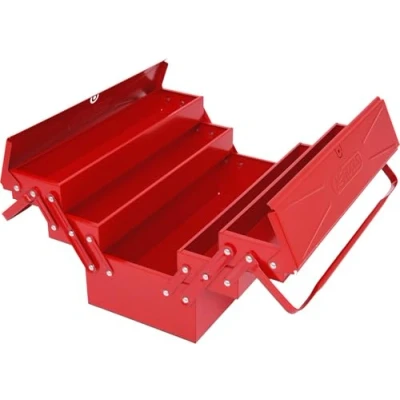 Image of KS Tools 999.0125 Metal Tool Box, 5 Compartments 430x200x200mm Construction and DIY Box Case for Storage Transport of
