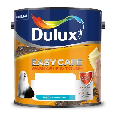Image of Dulux 403201 Easycare Washable &amp; Tough Matt Emulsion Paint For Walls And Ceilings Nutmeg White 2.5L