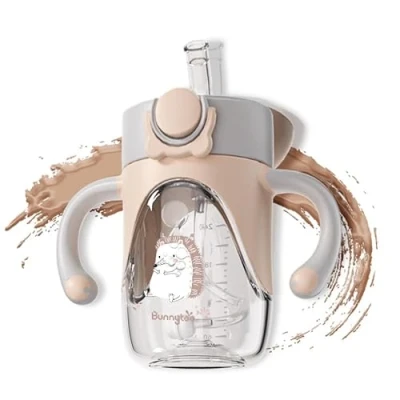 Image of Bunnytoo Sippy Cup for Toddlers 240 ml, Baby Suitable from 8+ Months,Learner Night Trainer Cup,Independent Drinking, Spill Free Toddler Cup,Leak Proof Silicone Spout, BPA Apricot