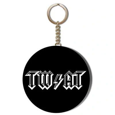 Image of Gift Insanity TWAT IN AC/DC STYLE LETTERING 45mm LONG CHAIN KEYRING BOTTLE OPENER