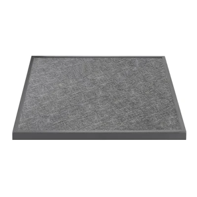 Image of Bolero Black Brushed Mix Effect Tempered Glass Square Outdoor Table Top with Grey Trim 700 mm, Size: 38(H) x700(W) x700(L) Tabletop Suitable for Indoor &amp; Use, DZ873