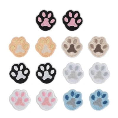 Image of ZYFC 14 Pieces Paw Print Patch, Cute Footprint Appliques, Iron on/Sew on Applique, Versatile Polyester Sewing Patches, Self Adhesive Sew Craft DIY Embroidered Applique