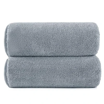 Image of POLYTE Terry Twist Weave Microfibre Oversize Quick Dry Lint Free Bath Towel, 76.2 x 152 cm, Pack of 2 (Gray)