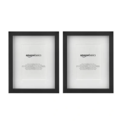Image of Amazon Basics Rectangular Photo Frame With Mat, 20cm x 25cm &amp; 13cm 18cm Matted, 2 Pack, Black