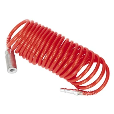 Image of Sealey PE Coiled Air Hose 5m x Ø5mm with Couplings