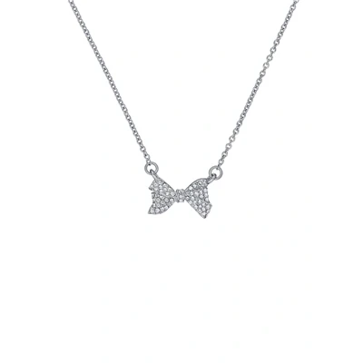 Image of Ted Baker Barsie Crystal Bow Pendant Necklace For Women (Silver Tone/Clear Crystal)