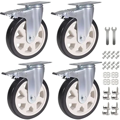 Image of BAOLIHUI Set of 4 Swivel Castors for Furniture 150 mm with Brake Heavy Duty 1000 kg Transport Roller Workbench Tool Trolley Pallets