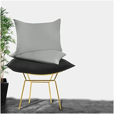 Image of Percale Housewife Pillow Case Set Luxury Plain Dyed Polycotton Cover Standard 50 x 75 Envelope Closure Cases Charcoal