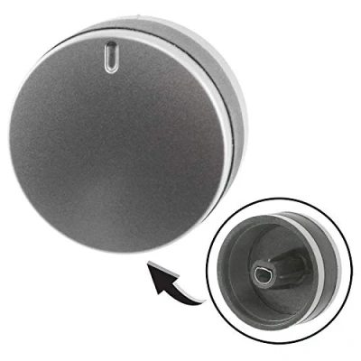 Image of SPARES2GO Silver/Black Switch Knobs compatible with Lamona LAM3200 LAM3204 LAM3401 Hob Oven Cooker (Pack of 2)