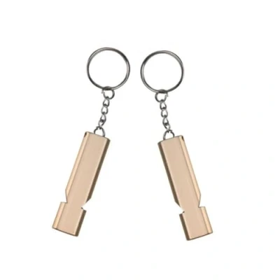 Image of HRLORK 2 Pieces Emergency Whistle Outdoor Survival Safety Metal Keychain for Training Pet Camping Hunting Hiking Silver