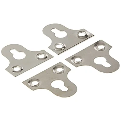 Image of Merriway BH02965 (4 Pcs) Slotted Glass Mirror Picture Hanging Plate, 38mm (1.1/2 inch) Chrome Plated Pack of 4 Pieces
