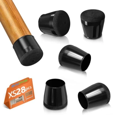 Image of 28Pcs Chair Leg Floor Protectors, BAIPOK Silicon Caps for Hardwood Floors, Furniture Feet Protectors Pads, Rectangle Chairs Covers With Stronger Felt Black(15mm 23mm)