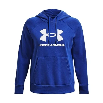 Image of Under Armour Women&#039;s Rival Fleece Big Logo Hoodie, (400) Royal / White, S