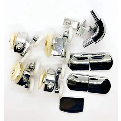 Image of Replacement Shower Door Fixing Wheels in Chrome 2X Top &amp; Bottom Fits Glass 4 6mm