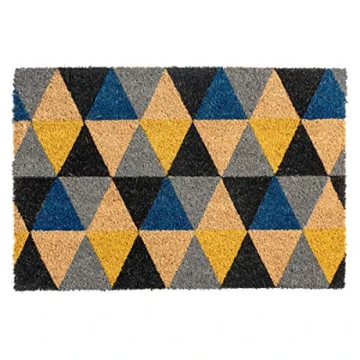 Image of 60cm x 40cm Dark Multicoloured Triangles Coir Door Mat By Nicola Spring
