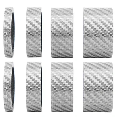 Image of VGEBY Bicycle Headset Stem Washer, 2 Set 5/10/15/20mm Lightweight Carbon Fiber Mountain Road Bike Front Fork Spacer Washer Cycling Accessory(Silver) Bicycles And Spare Parts