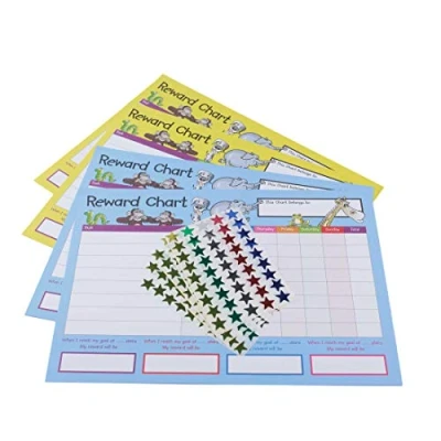 Image of House of Card &amp; Paper Reward Chart, 4 Charts and 225 Foil Star Shaped Stickers per Pack