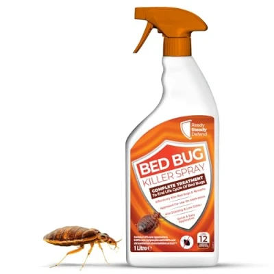 Image of Bed Bug Killer Spray 1 Litre Complete Treatment to End Life Cycle of Bugs, Eggs, Nymphs Safe Use On Mattresses, Bedding &amp; Carpets Non Staining Low Odour Quick Easy Application