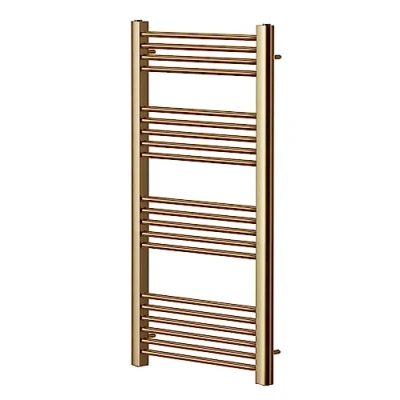 Image of Greened House Brushed Brass Straight Heated Towel Rail 500mm Wide x 1200mm High Flat Central Heating Radiator