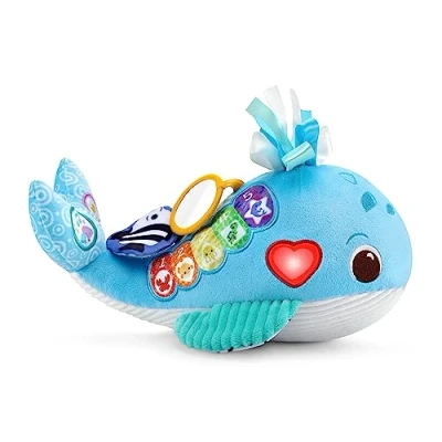 Image of VTech Baby Snuggly Sounds Whale, Sensory Toy with Lights, &amp; Music, Interactive Gift for infants 3, 6, 9, 12 months +, English version, Blue