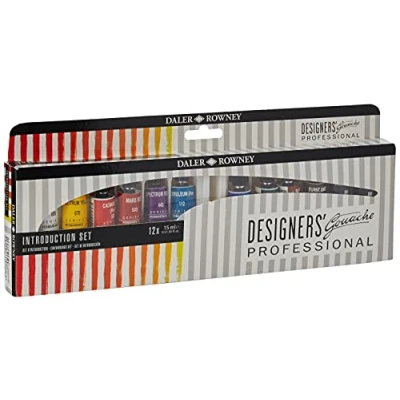 Image of Daler Rowney Designers Gouache Introduction Paint Set, 12 Assorted Colours x 15ml Tubes, Ideal for Professional Watercolour &amp; Artists