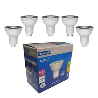 Image of Megaman 5w LED GU10 PAR16 Lamp 5 Pack 36 Degree Kitchen Spotlight 710290 A+ (4000k Cool White)